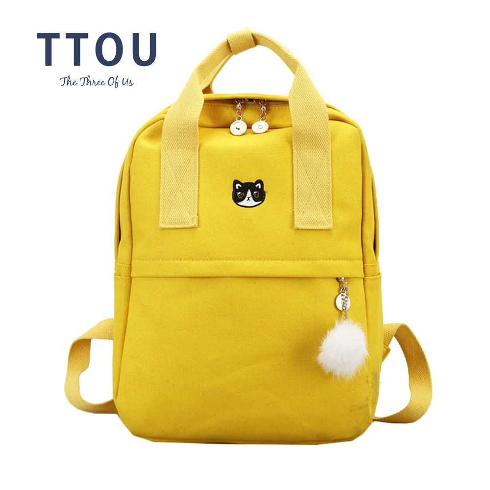 TTOU японский и корейский стиль Harajuku милый вышитый кот корона холщовый рюкзак