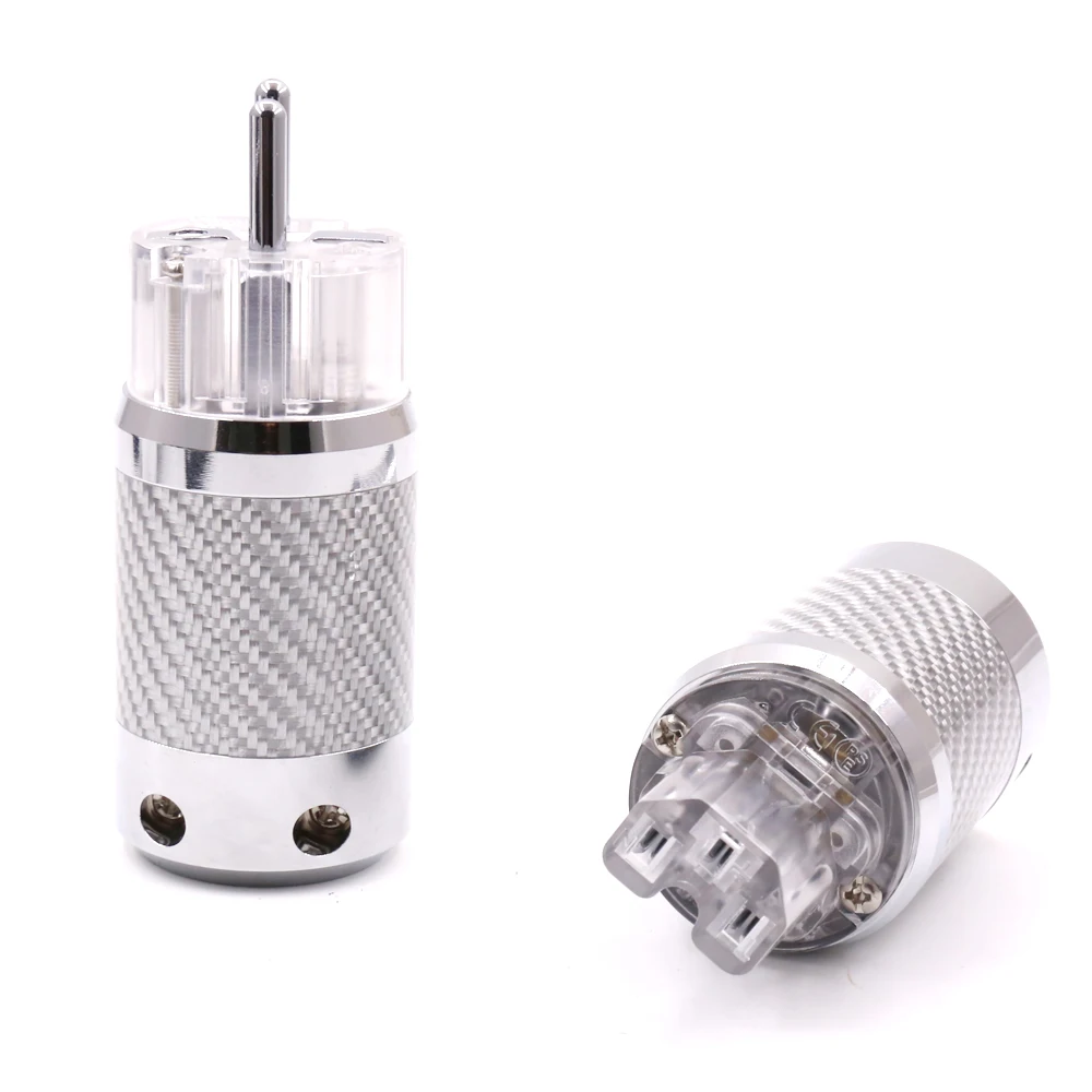 

1 pair Hi-End Carbon Fiber Rhodium Plated EU Power Plug hifi IEC Female Plug connector