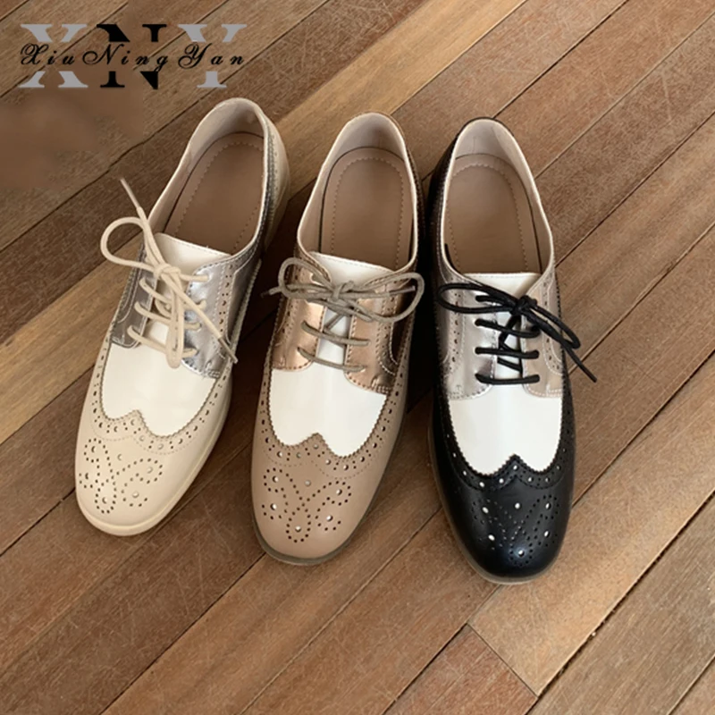 Женские оксфорды на плоской подошве XiuNingYan повседневные кроссовки из натуральной