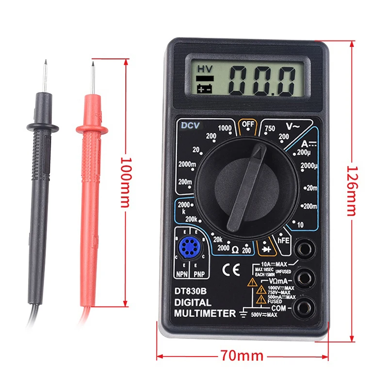 Портативный цифровой мультиметр с ЖК-экраном Напряжение Ток Сопротивление диод