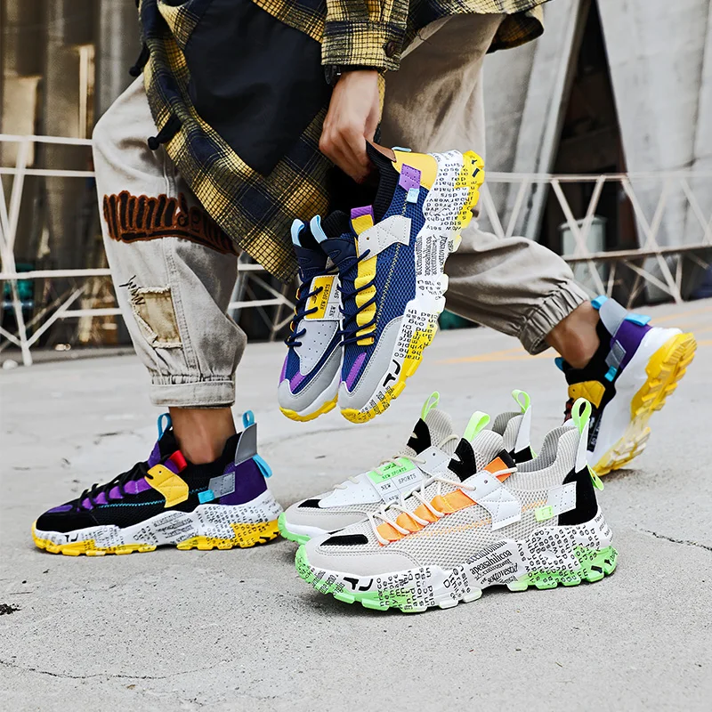 

New Fashion Sneakers Men Mesh Running Shoes for Mens Comfortable Trends Chunky Dad Shoes Breathable Sports Shoes Male Gym