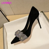 stiletto high heels women 2021 new sexy temperament all match pointed toe single shoes mid heel black work shoes
