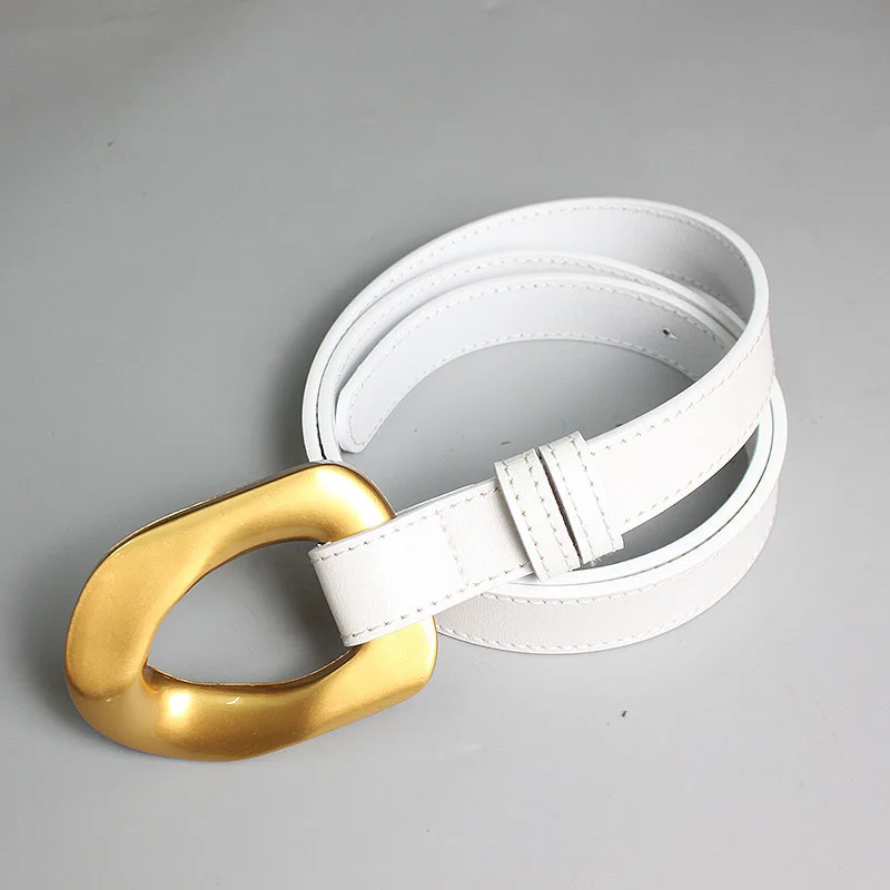 

2021 New Big Button Of Gold Black Button luxury Belt Retro European Waist Belt And American Jacket Matching Clothes Summer