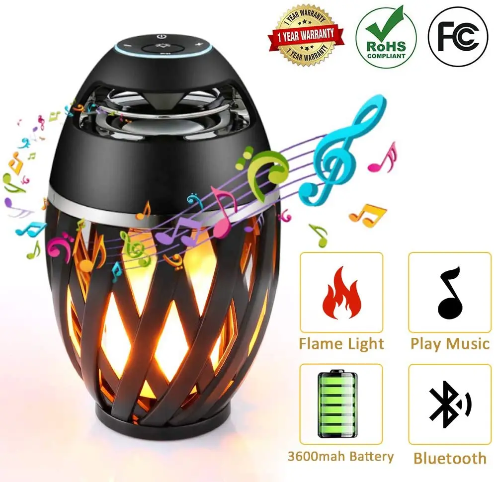 

Wireless Bluetooth Speaker LED Flame Light Speaker Portable Loudspeaker Outdoor Player with LED Flame Torch Light Flicker Light