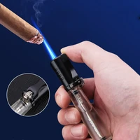 cigar grinding wheel turbo transparent visible gas straight jet flame lighter outdoor camping bbq ignition tool gift for men