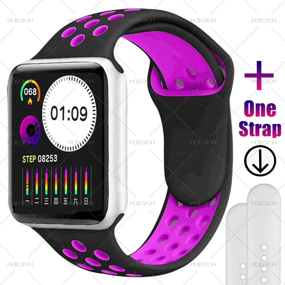 silver black purple MODOSON Смарт-часы iwo 12 мини серия 5 всегда яркий экран пульсометр кровяное давление 40 мм умные часы для Apple iphone Android - Цвет: silver black purple
