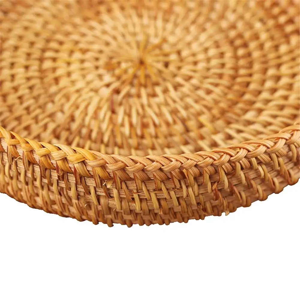 Бамбуковая круглая корзина для хранения ручной работы тарелка фруктов