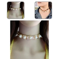 trendy women necklace snake chain lightweight rhinestone faux pearl necklace choker necklace women necklace