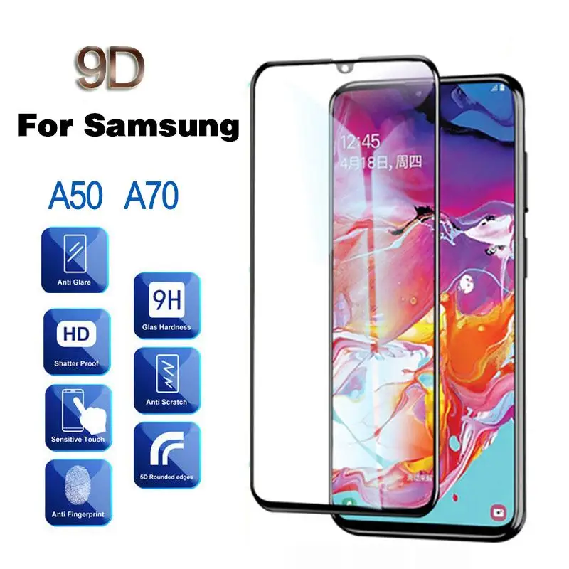 9D защитный Стекло Экран протектор для samsung Galaxy A70 A60 A50S A50 A10S M30S M30 A90 5G A80 A20E A9 2019
