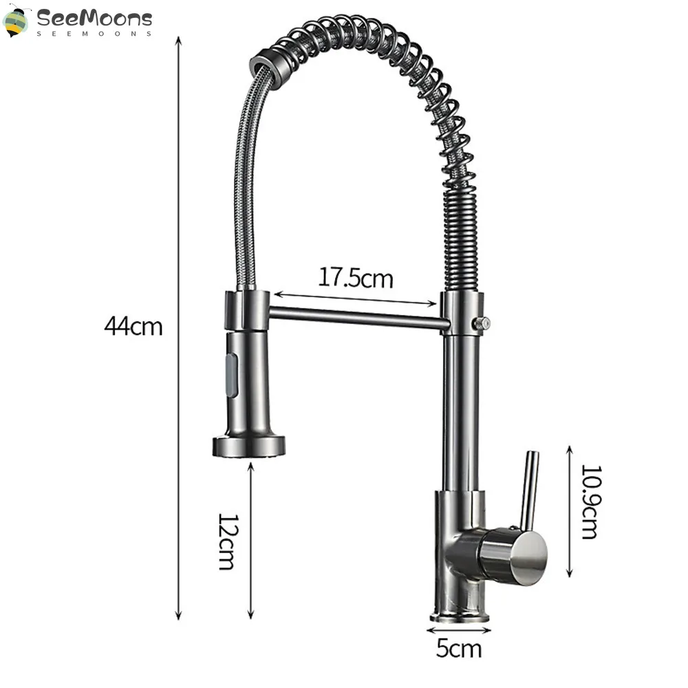 

Brushed Brass Kitchen Faucet Deck Mounted Mixer Tap 360 Degree Rotation Stream Sprayer Nozzle Kitchen Sink Hot Cold Water Taps