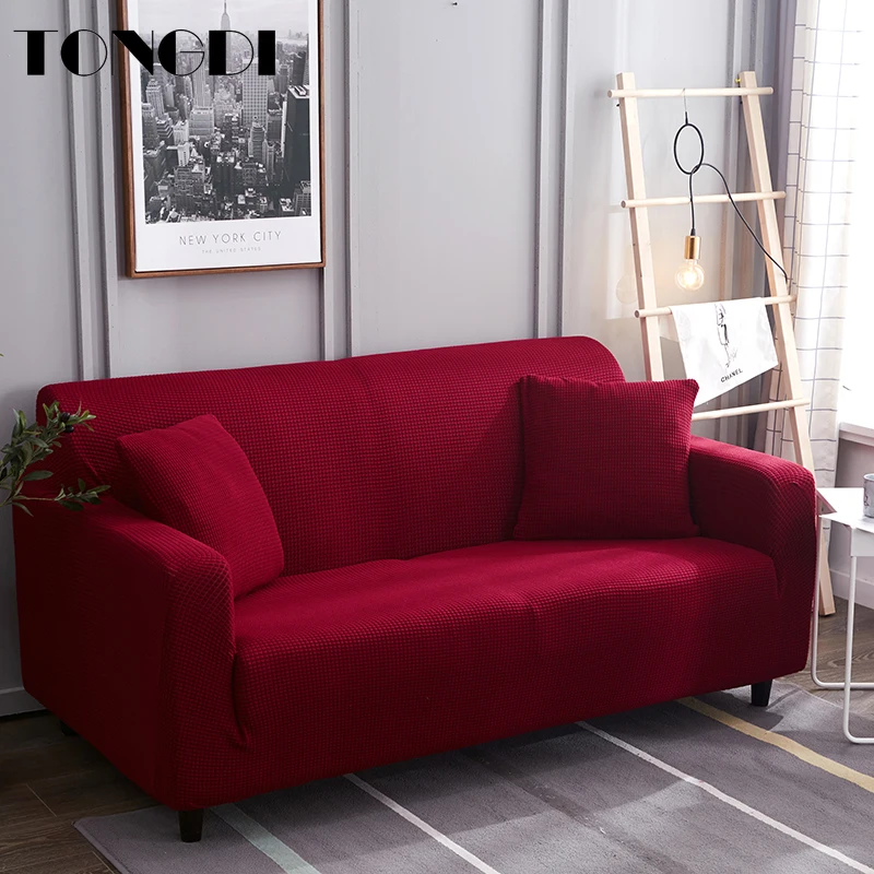 Однотонный эластичный клетчатый флисовый чехол TONGDI мягкий полиэстер