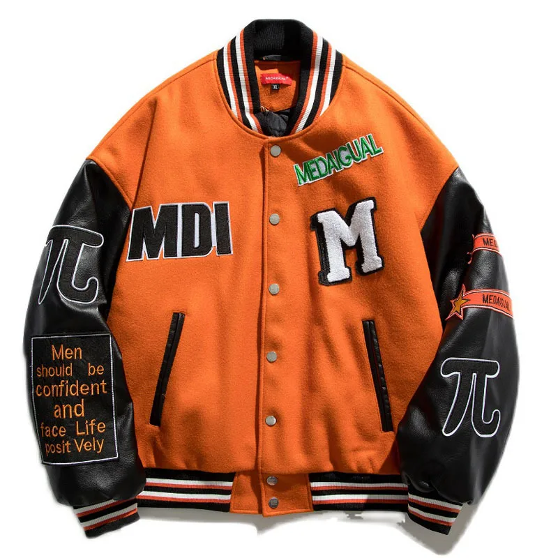 

Baseball jacket of men hip hop hamburger hairy letter embroidered varsity jacket streetwear college rock jacket new fall jacket
