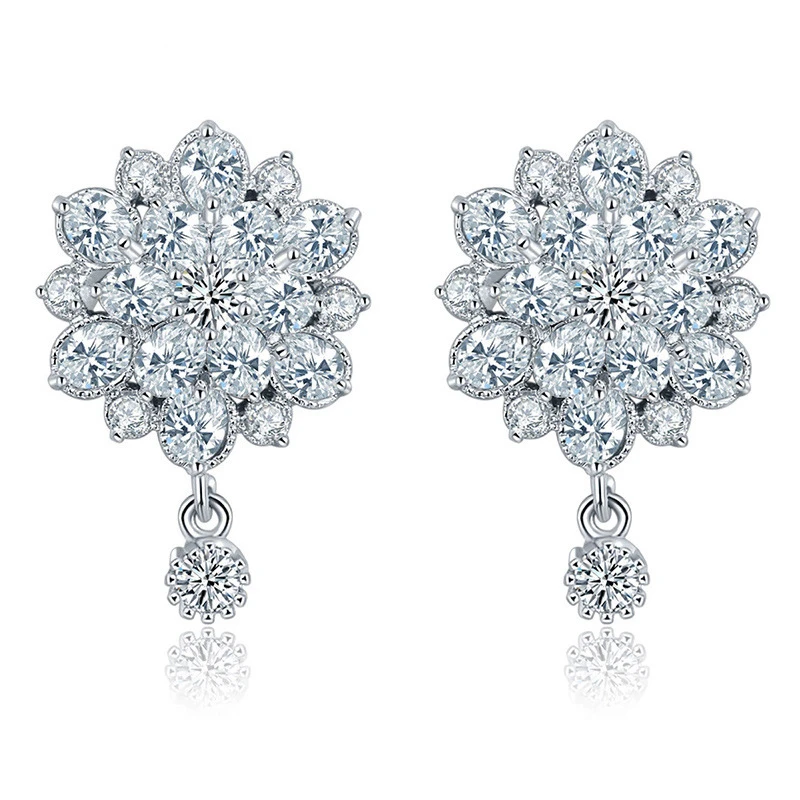 

YJGS изысканный белый циркон серьги с цветочным кулоном Лидер продаж стразы женские серьги-подвески свадебные аксессуары