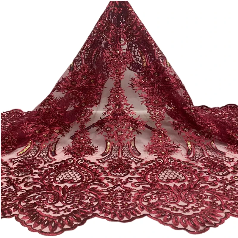 

Familiar African Lace Fabric 2021 Embroidered Nigerian Lace Fabric High Quality Cord lace French Tulle Lace For Wedding XH61503