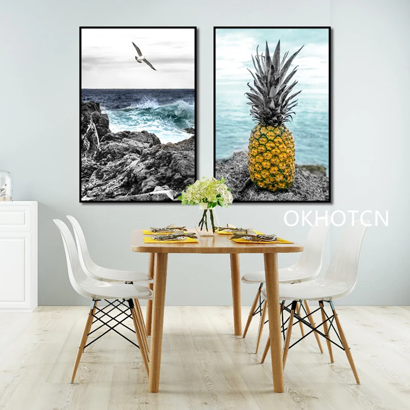Скандинавский тропический пейзаж плакаты современные принты морской ананас