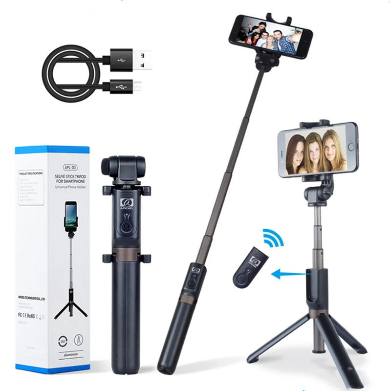 Многофункциональная селфи палка из алюминиевого сплава с bluetooth и штативом для