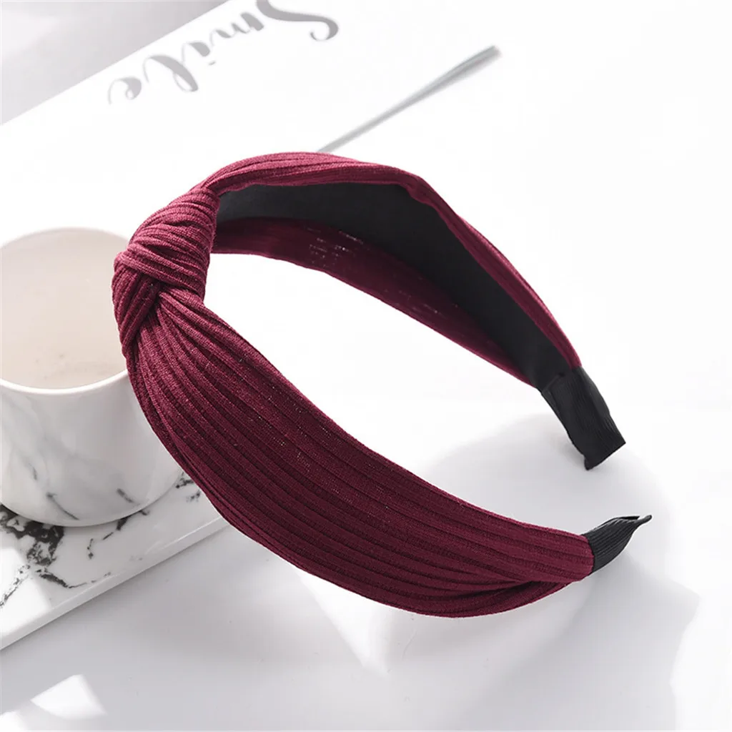 1pc Women Fashion Korean Style Hairband Female Girls Casual Elegant Cloth Cross Hair Band Solid Headwear Accessories #1029 - купить по