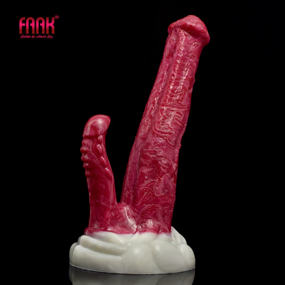 Новый красный фаллоимитатор с двойной лошадью присоской Силиконовый анальный