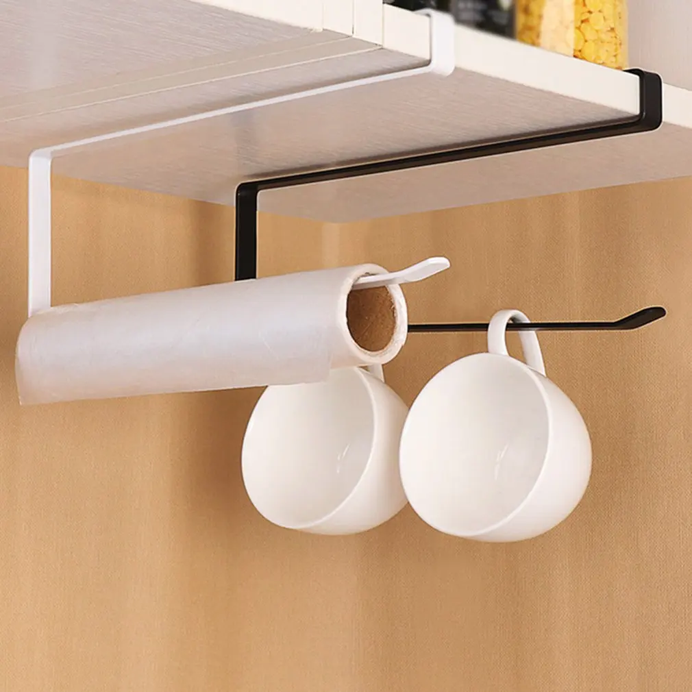 

New Perforated Paper Towel Rack Cupboard Simple Metal Roll Paper Towel Holder Kitchen Countertop Home Dining Table Organizer