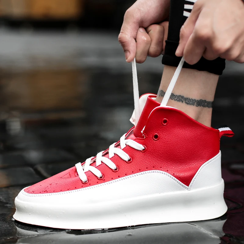

High Top Men Shoes Fashion Thick Sole Vulcanize Shoes Mixed Colors Round Toe Skateboarding Shoes Comfortable Casual Sneakers