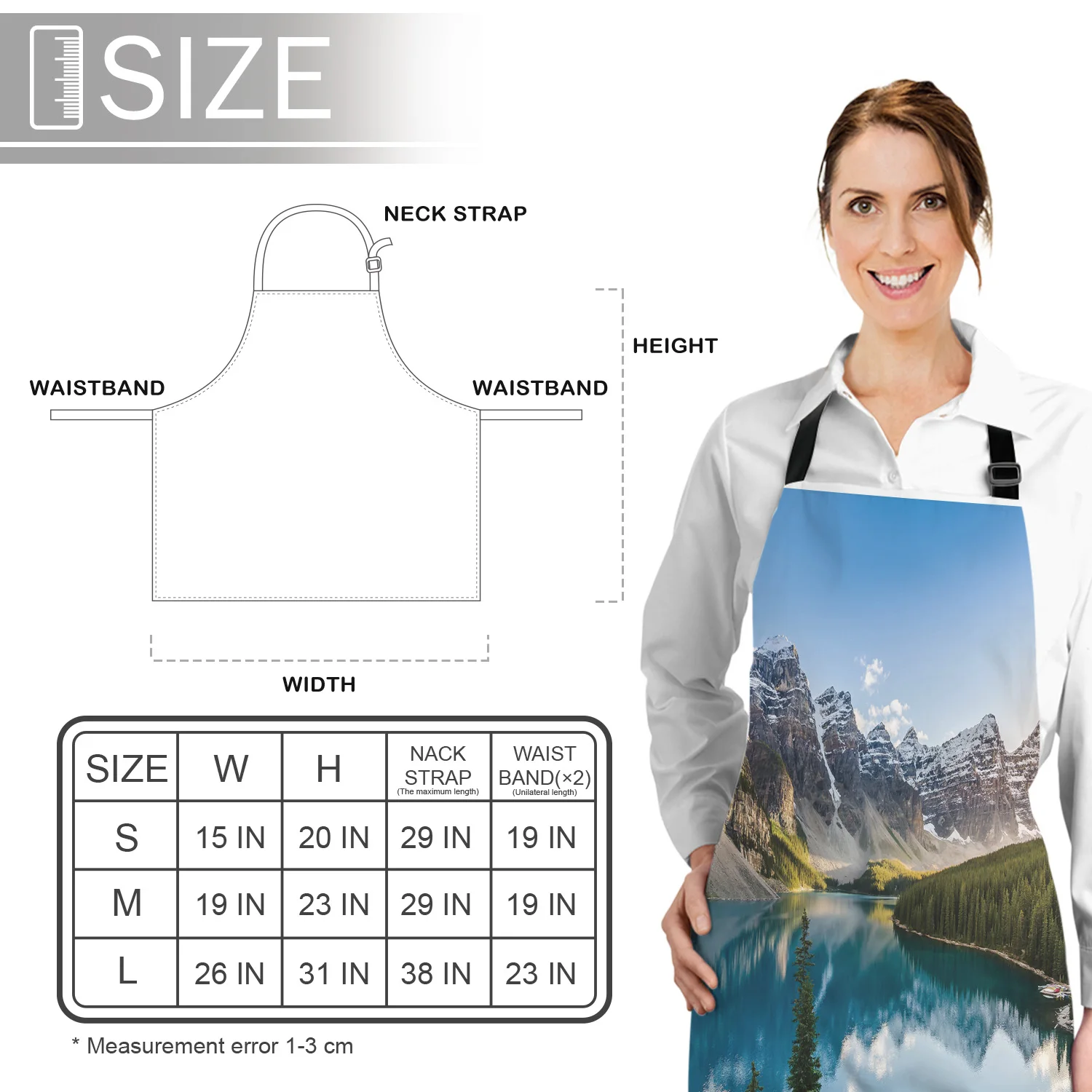 Красивый природный пейзаж горное озеро фартуки Регулируемый Холст Женский