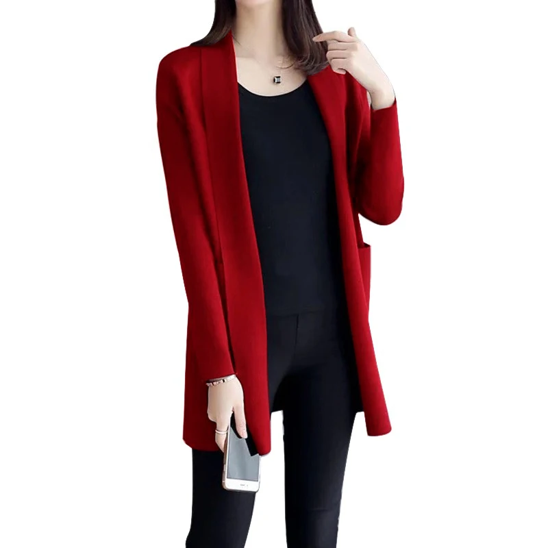 

Autumn Winter Loose Elegant Knitted Cardigan Long Sleeve Solid Color Casual Sweater Harajuku Korean Jumper Coat new