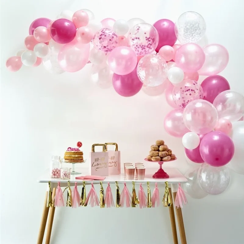 54 шт./компл. Розовая Принцесса Тема розовое золото белый латексный шар