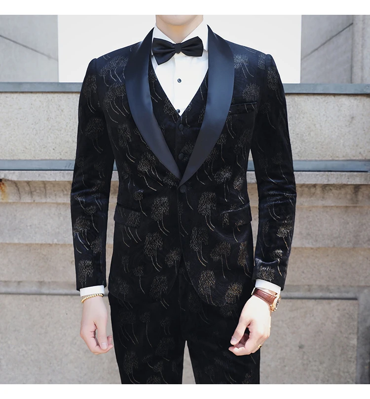 Осень, Vestito Da Sposo, костюм из 3 предметов, мужские свадебные костюмы, костюм с цветочным принтом, Homme Mariage, барочные костюмы для мужчин, 3XL