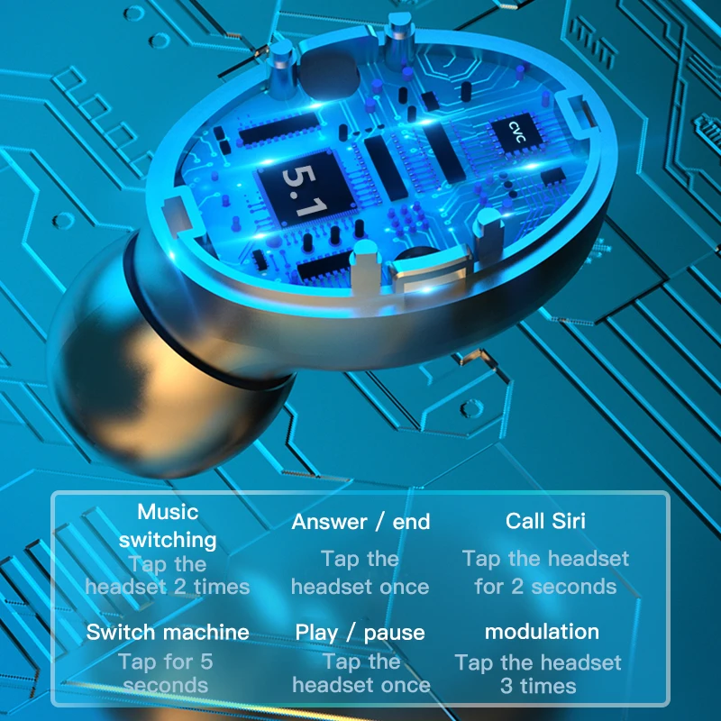 Беспроводные наушники с поддержкой Bluetooth 5 1 и зарядным устройством на 2200 мА ·