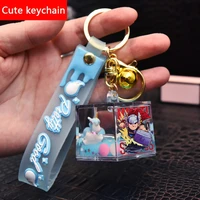 fashion keychain pendant cartoon acrylic plastic lanyard luxury mobile phone live key chains with animals inside
