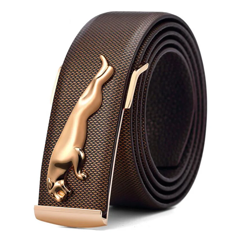 Hot Designer Men Gold Leopard Buckle Belt Male High Grade Genuine Leather Gaguar Belt Luxury Jeans Belt XKS125