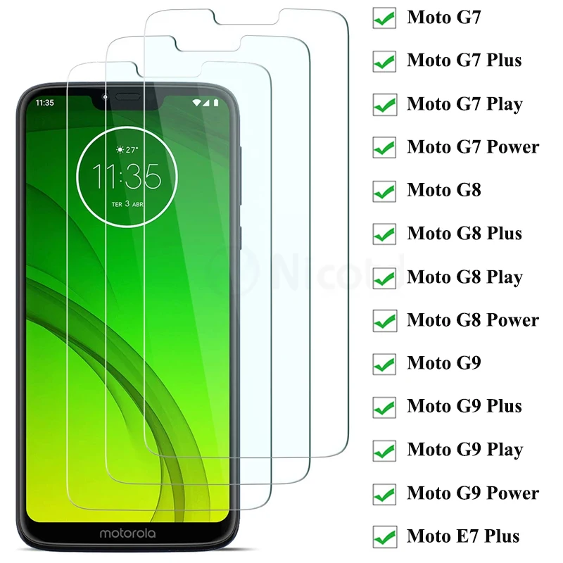 3 шт. закаленное стекло для Motorola Moto G9 G8 G7 Plus Play мощное Защитное экрана E7 9H защитное |