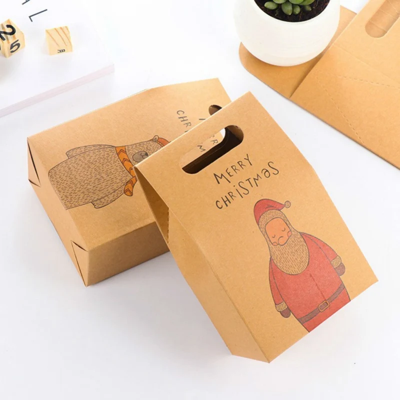 New Creative Christmas Box Craft Paper Concise Brown Kraft Bag Santa Claus Gift Packaging Supplies | Дом и сад
