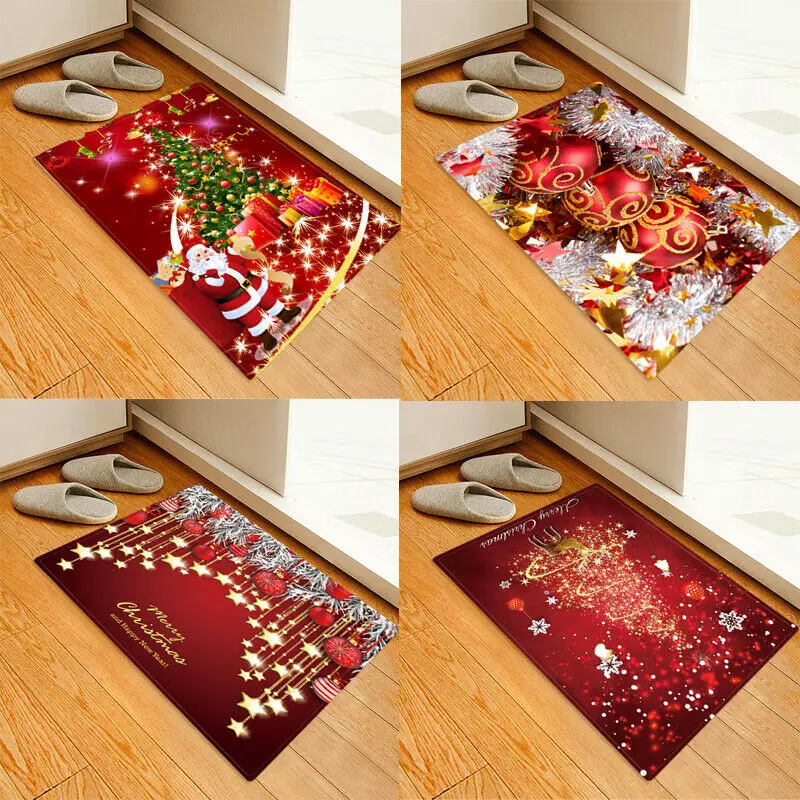 Брендовый Новый рождественский 3D фланелевый нескользящий напольный коврик для