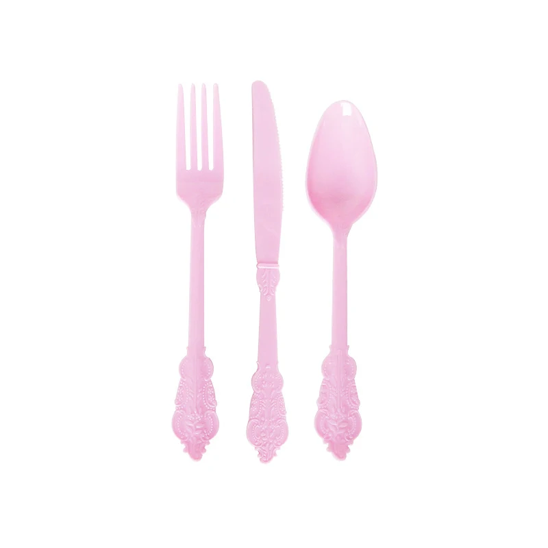 12pcs knife-spoon-fo Розовая Сова тема одноразовая посуда набор лоток бумажное полотенце для чашек детский день рождения, детский душ вечерние Декор - Color: 12pcs knife-spoon-fo