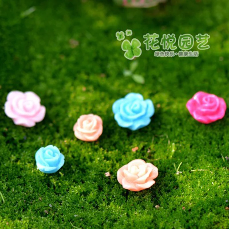 Искусственная ЦВЕТАСТАЯ Роза маленькая статуя игрушка фигурка для сада дома