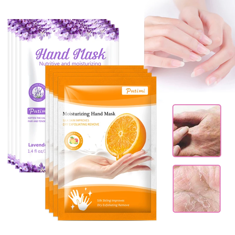 

PUTIMI 2Pair Moisturizing Anti-dry Hand Essence Exfoliating Nourishing Skin Gloves Remove Dead Skin Whitening Peeling Hand Mask