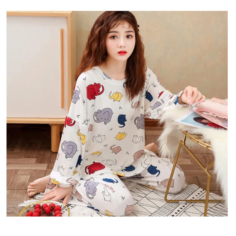 

Women's Sleepwear Large Size Pants Set Pajamas for Women Pajama Set Sweet Long Sleeve Long Sleeve & Pants Spring Pijama