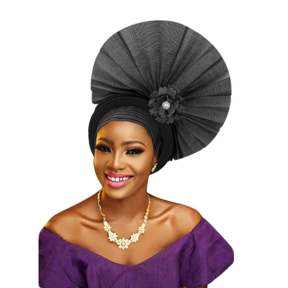 

Головной убор Aso Oke с бусинами Aso Oke, нигерийский головной убор Aso Ebi, Африканский головной убор Gele Auto, Африканский головной убор хорошего качес...