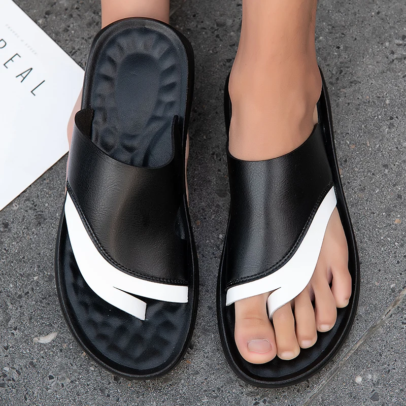 

Men's Fashion Summer Beach Sandals Slipper Waterproof Anti-Slip Black and White Flip -Flops