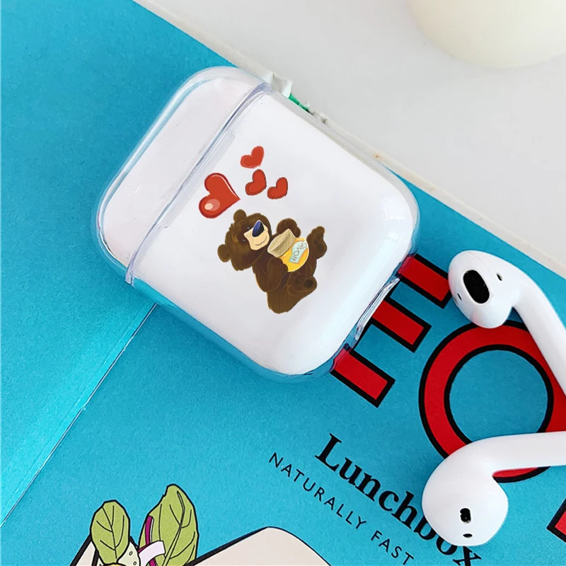 Милый чехол для наушников с рисунком пива Airpods 2 модный прозрачный жесткий
