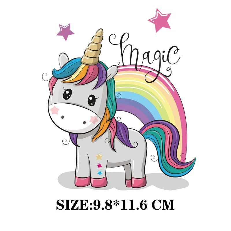 unicorn patch children t shirt stickers cute Iron on transfers for clothes iron-on transfer vinyl badge printed press | Дом и сад