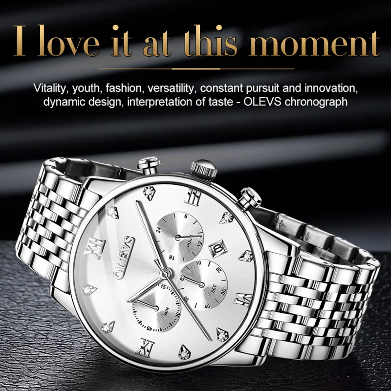 Модные спортивные водонепроницаемые мужские часы OLEVS Роскошные Кварцевые
