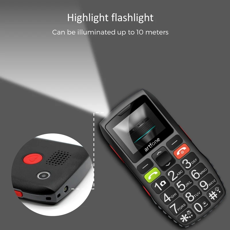 Günstig Artfone Große Taste Handy Für Ältere, Verbesserte GSM Handy Mit SOS-Taste | 1400mAh Batterie Taschenlampe Seite Tasten (2G)