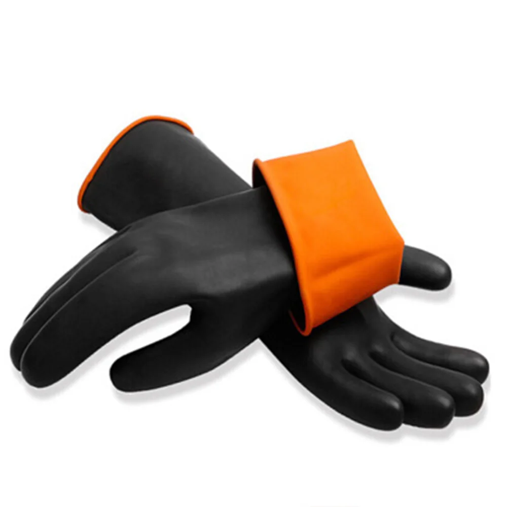 Buy 1Pair 35cm Black Acid Resistant Rubber Gloves Wear-Resistant Waterproof Corrosion-Resistant Work Safety Factory on