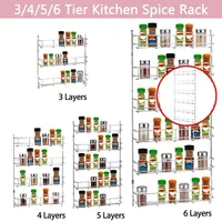 Kitchen Shelf 3/4/5/6 Tier Spice Seasoning Rack Cabinet Shelf Door Organizer Wall Mount Holder Storage Pantry Space Saver Rack