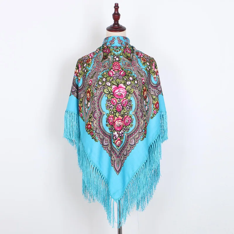 Роскошная печать больших квадратных одеял Русская женская свадебная шаль в