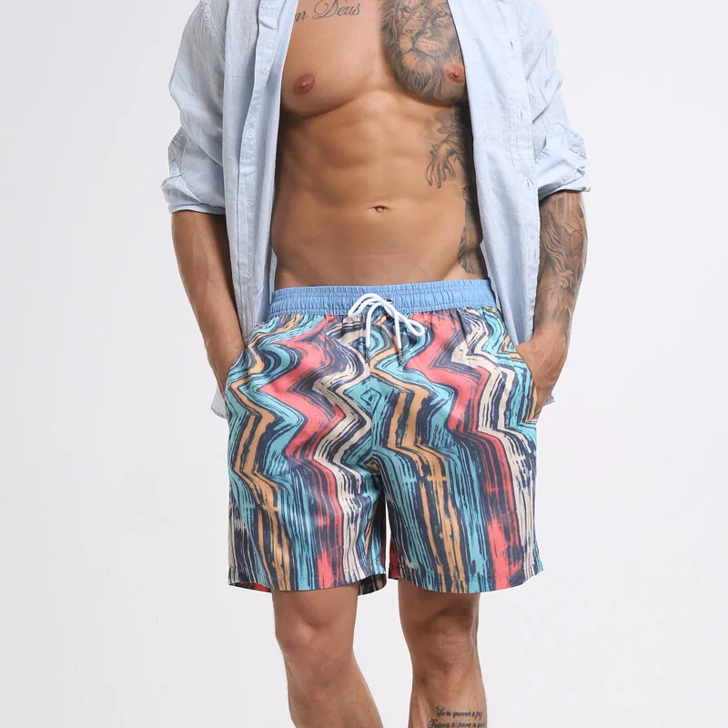 

2021 stripes men swimming shorts male beach shorts swim trunks men sexy swimwear gym sports swimsuit men surf bathing suits