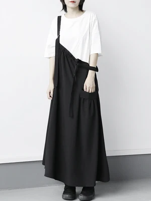 Японский простой драпировка ощущение прохлады большой карман свободный размер