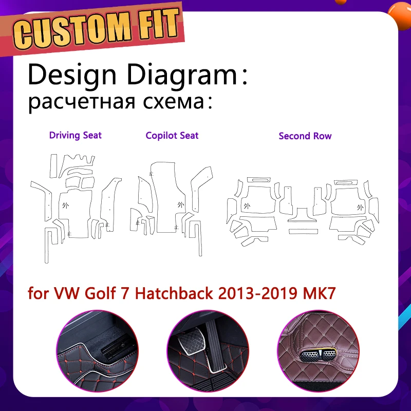 Пользовательские автомобильные кожаные Коврики для Volkswagen VW Golf 7 Hatch MK7 2013 ~ 2019 5